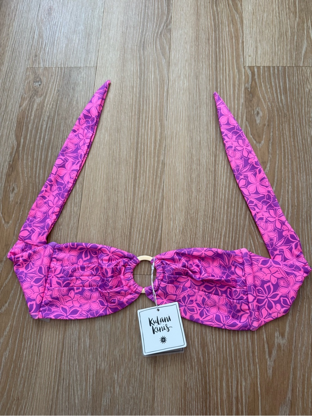 Kulani Kinis Hot Pink & Purple Floral Ring Bandeau Top
